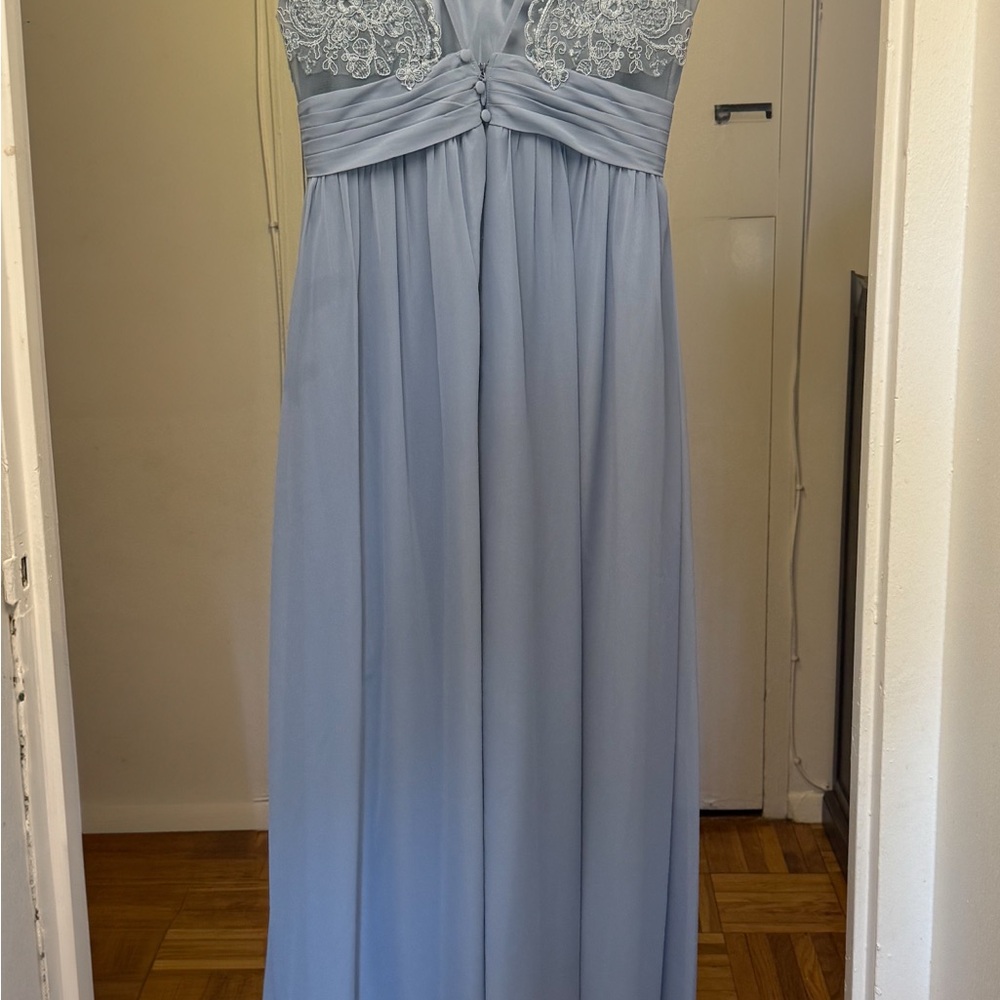Azazie Blue Ruched Prom Dress - Picture 2 of 7